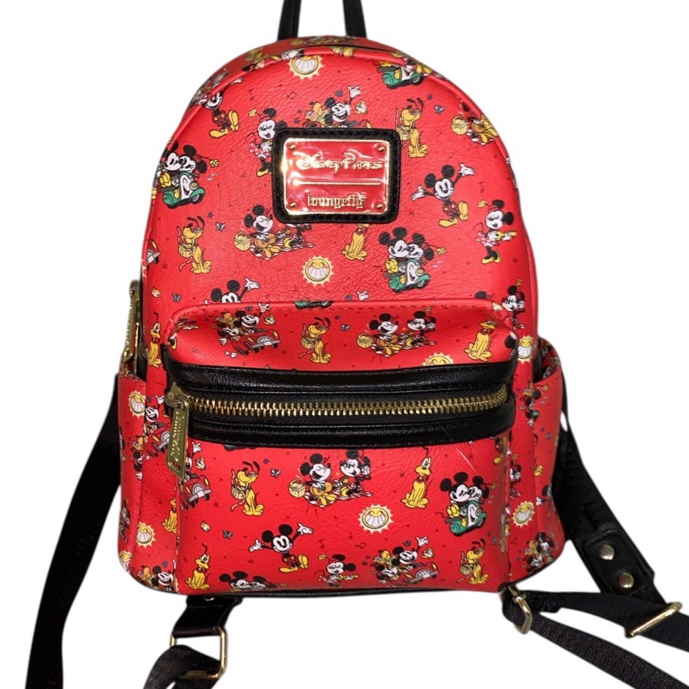 Loungefly Disney parks mickey and Minnie’s runaway railroad red bookbag